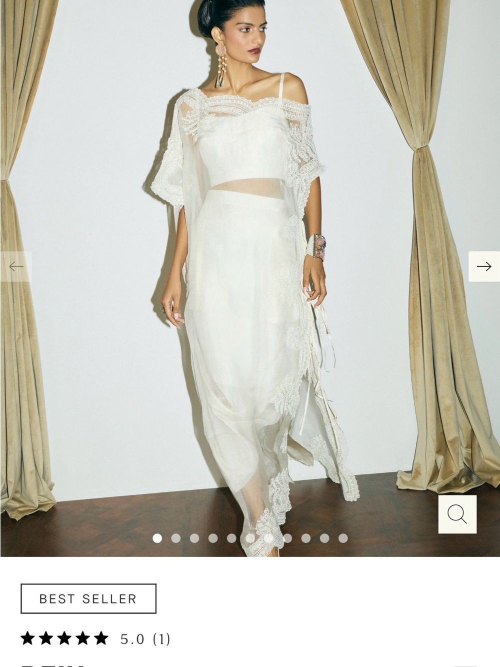 Sheer White Lace-Trim Maxi Dress